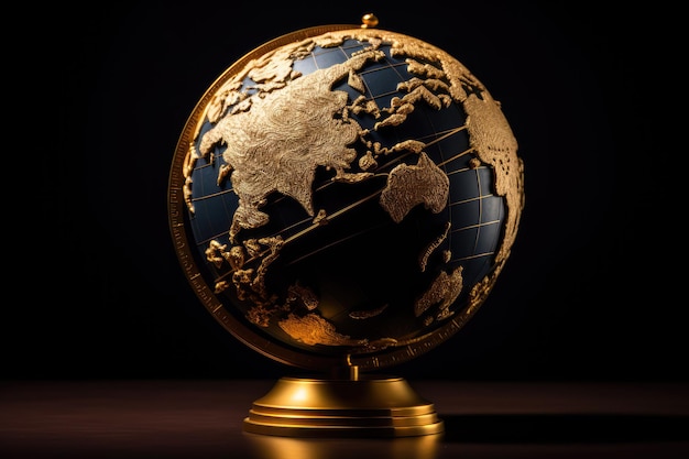 el globo mundial que muestra el oro de la comunicación