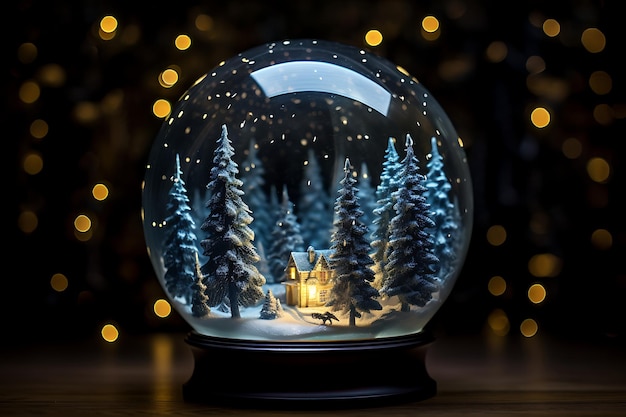 Globo de nieve con bosque de invierno concepto de Navidad y año nuevo
