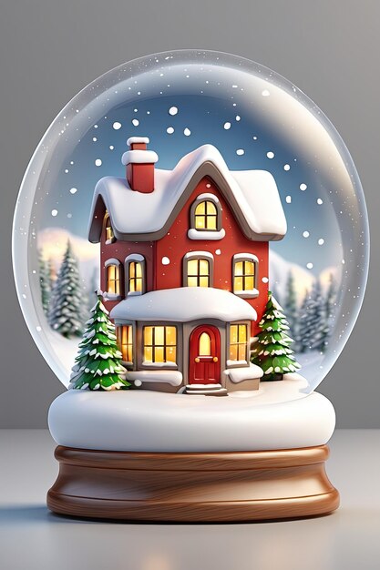 Foto un globo de nieve con una casa adentro