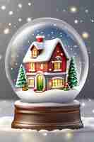 Foto un globo de nieve con una casa adentro