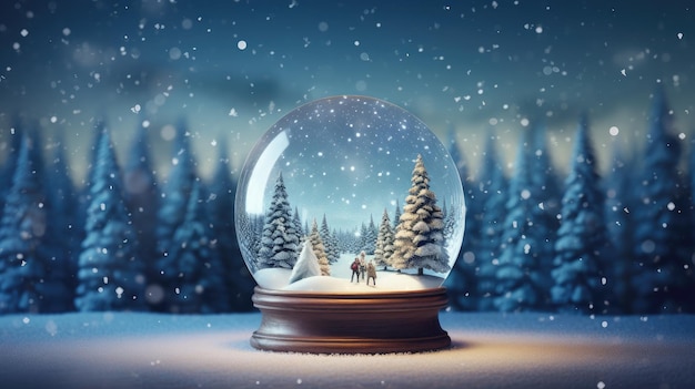 Globo de nieve mágico con adornos navideños creado con tecnología Generative Al