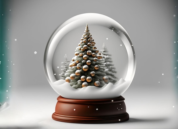 Globo de nieve de Navidad 3D sobre fondo blanco