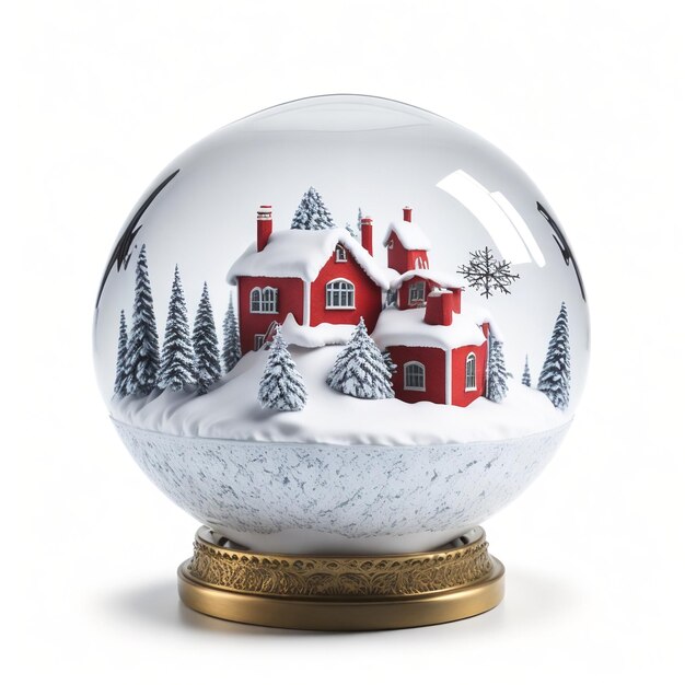 Globo de nieve de Navidad sobre fondo blanco