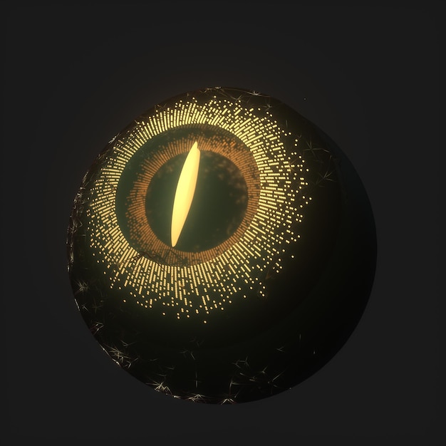 Globo ocular mecánico abstracto con renderizado 3d de línea de alta tecnología