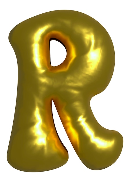 Globo de oro brillante letra R metálica mayúscula