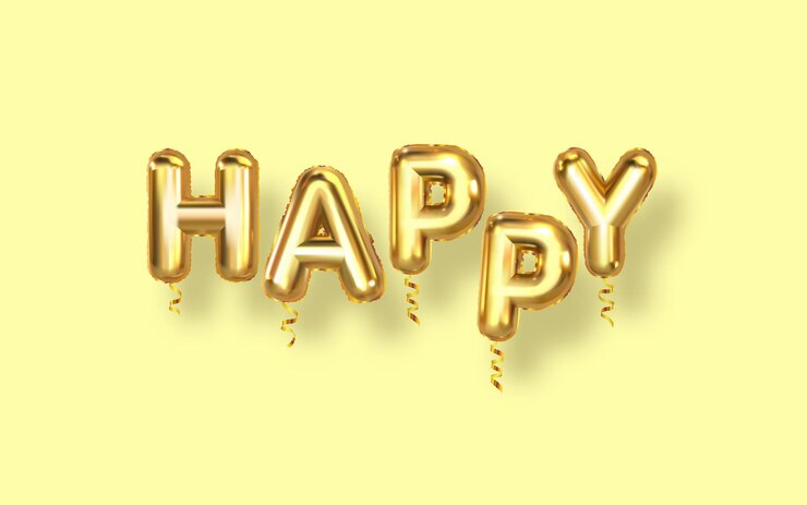Globo de oro de texto feliz