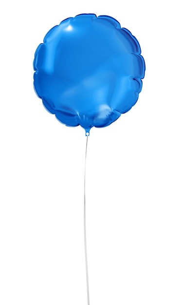 Un globo de papel azul aislado sobre un fondo blanco