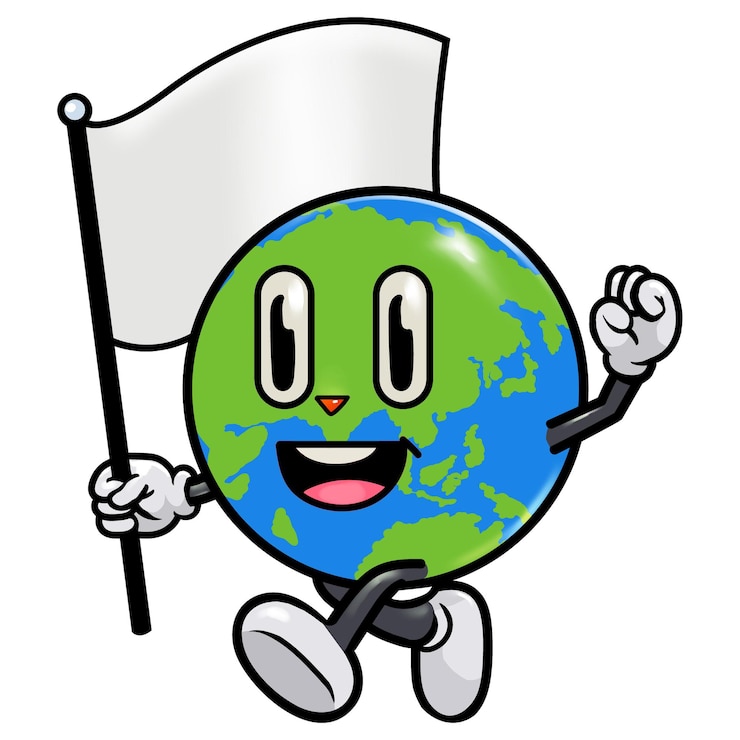Foto globo con pegatina de bandera blanca png de paz mundial de dibujos animados de fondo transparente