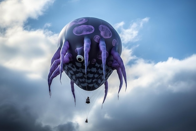 Un globo con un pulpo morado encima.