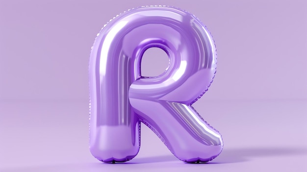 Foto un globo púrpura en forma de la letra r el globo está sobre un fondo púrpura y está iluminado por una luz suave