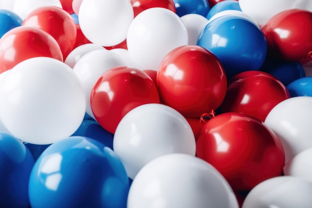 Globo rojo y blanco azul sobre fondo blanco con espacio de copia