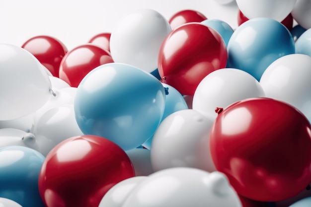 Globo rojo y blanco azul sobre fondo blanco con espacio de copia