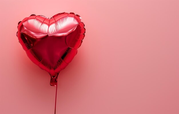 Un globo rosado brillante en forma de corazón sobre un fondo rosado Amor del día de San Valentín