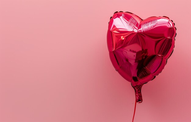 Un globo rosado brillante en forma de corazón sobre un fondo rosado vacaciones día de San Valentín amor P