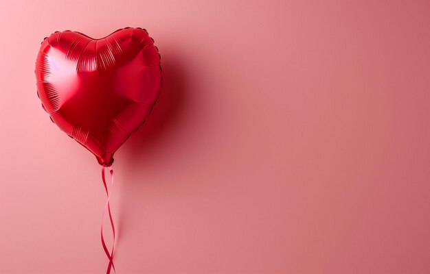 Un globo rosado brillante en forma de corazón sobre un fondo rosado vacaciones día de San Valentín amor P