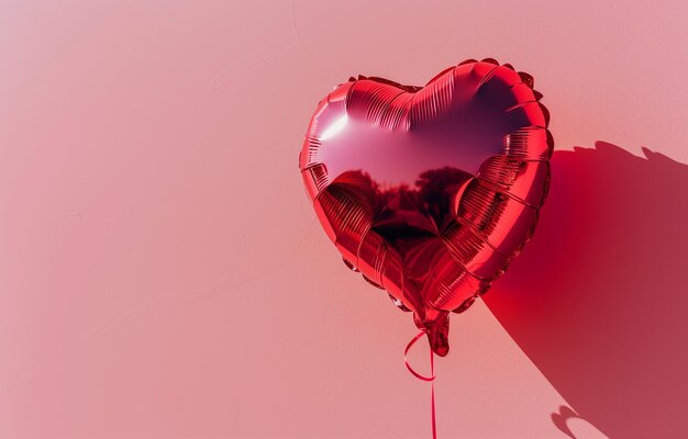 Un globo rosado brillante en forma de corazón sobre un fondo rosado vacaciones día de San Valentín amor P