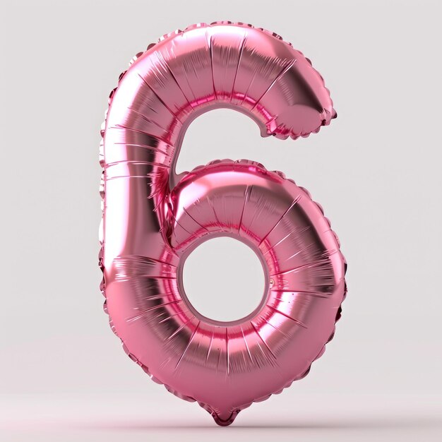 Un globo rosado en forma de número seis