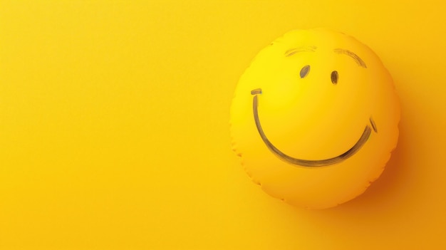 Un globo sonriente amarillo sobre un fondo amarillo