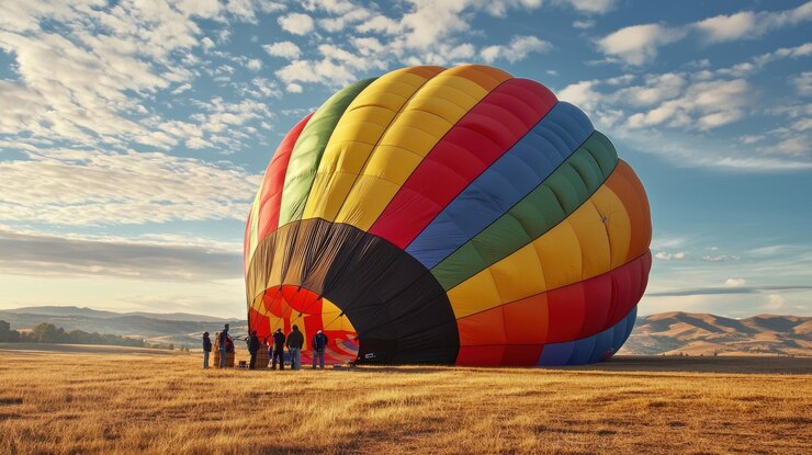 Un globo y su tripulación trabajando juntos para inflar un globo gigante antes del despegue destacando el trabajo en equipo