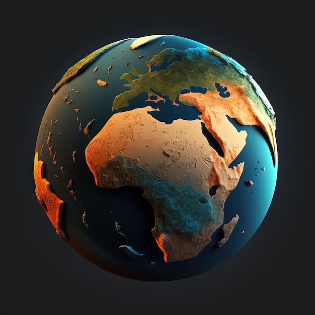 Un globo terráqueo con el continente de África en él