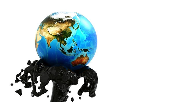 Globo terráqueo en la corriente de petróleo crudo mercado de petróleo negocio industria del petróleo elemento de la zona de Asia por la representación 3D de la NASA