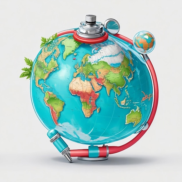 Un globo terráqueo con estetoscopio para celebrar el día mundial de la tierra