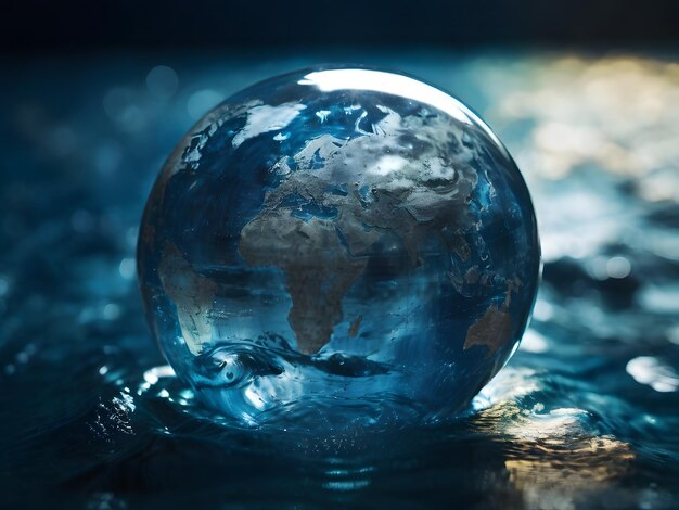 globo terrestre azul transparente flotante