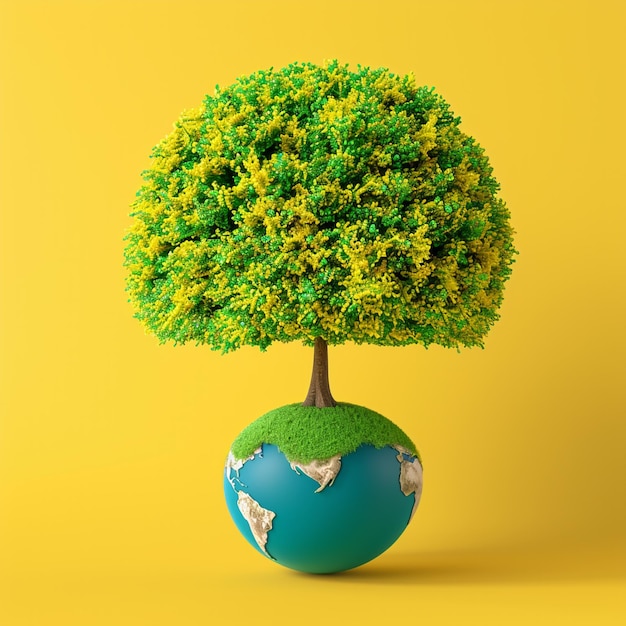 un globo con la tierra y la tierra en él