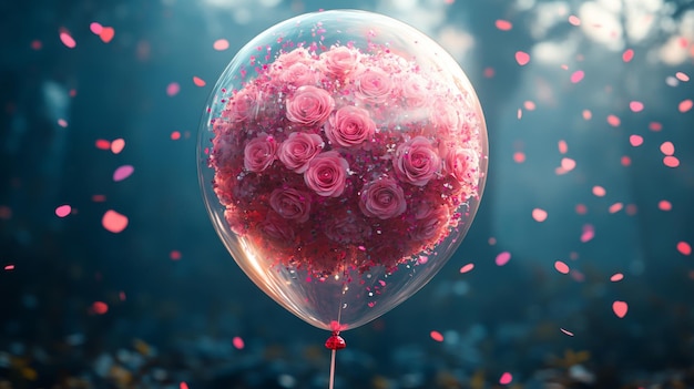 globo transparente con una rosa en el interior