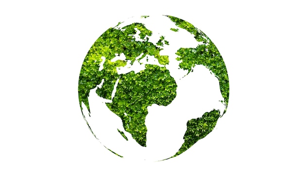 Foto globo verde do dia da terra em fundo branco isolado