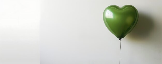 un globo verde está en el aire con un fondo blanco