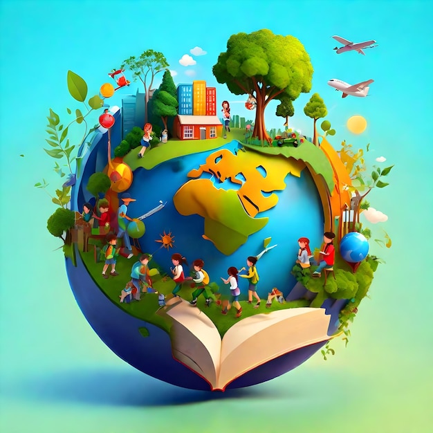 globo verde el impacto global de la educación ambiental imagen ilustrada AI Generar