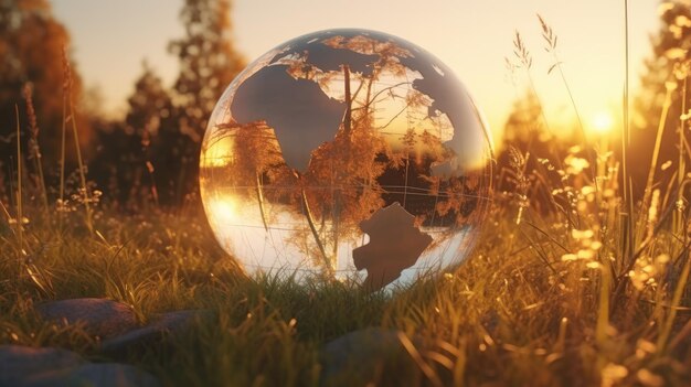 Un globo de vidrio con la palabra mundo en él