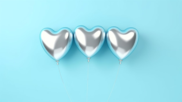 Globos aerostáticos de aluminio en forma de corazón en gris pastel