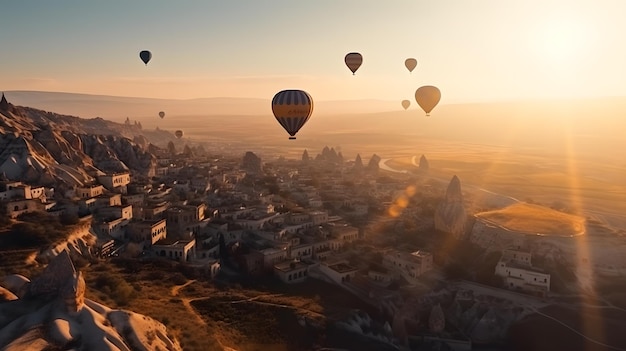 Globos aerostáticos en el cielo de capadocia