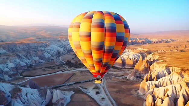 Globos aerostáticos sobrevolando la espectacular Capadocia Turquía Generative ai