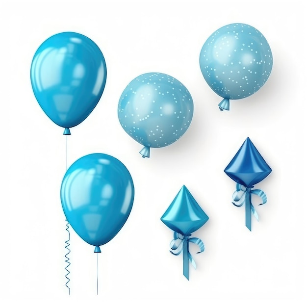 Los globos azules con puntos blancos y los globos azul con uno azul que dice " azul "