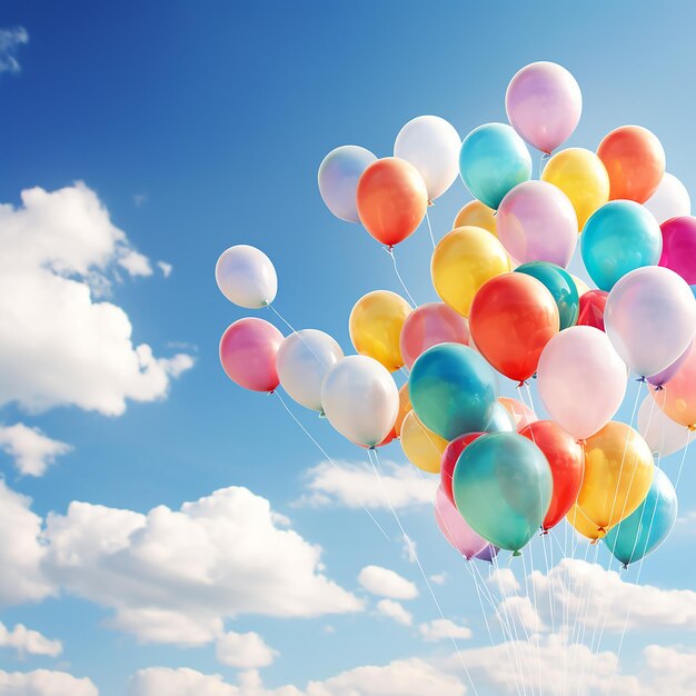 Globos en el cielo azul