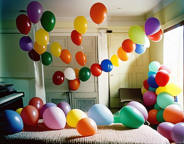 globos de colores en casa