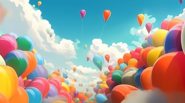 Globos de colores en el cielo