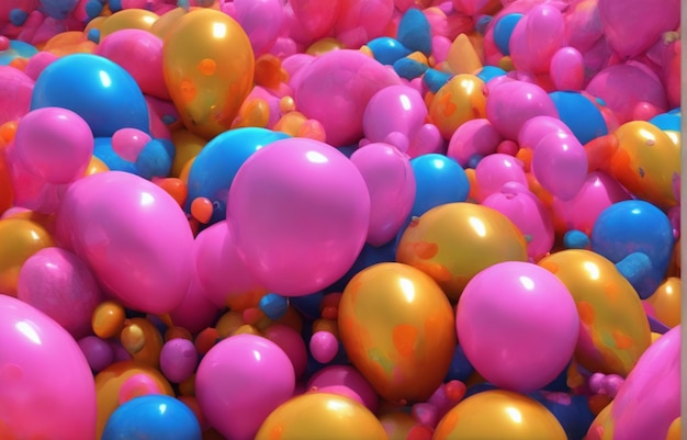 Los globos de colores llenan el fondo