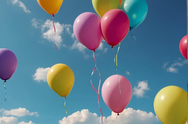 Los globos de colores pastel flotando