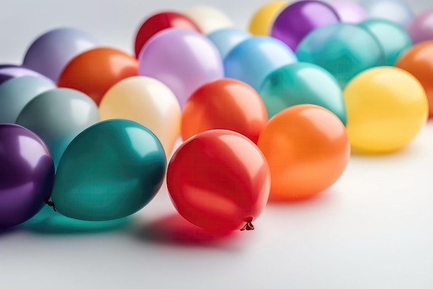 Globos De Colores Sobre Fondo Blanco IA Generativa