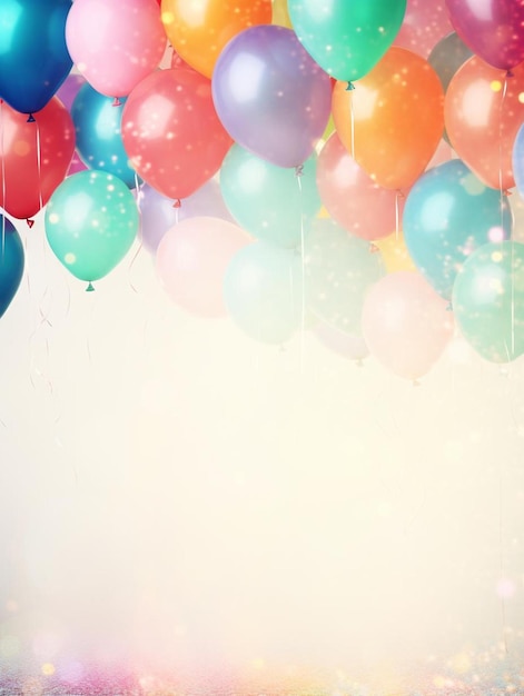 globos de colores sobre una pared blanca con fondo blanco
