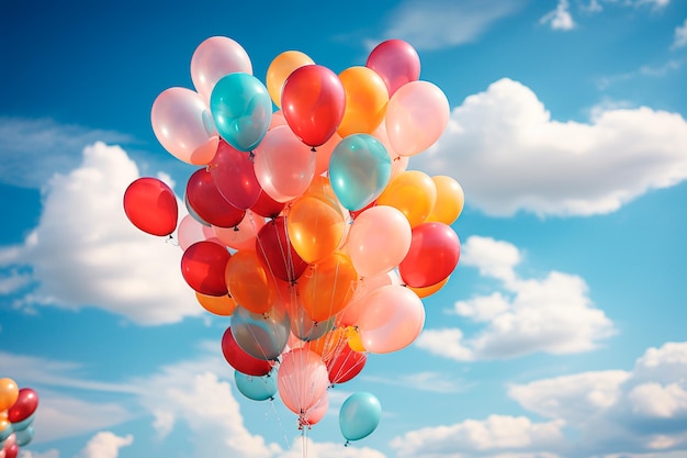 globos coloridos en el fondo del cielo