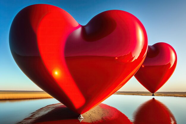 Globos de corazón rojo