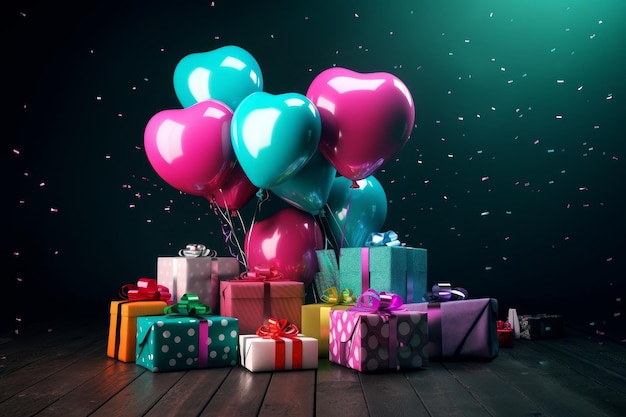 Globos de corazones de colores Regalo romántico