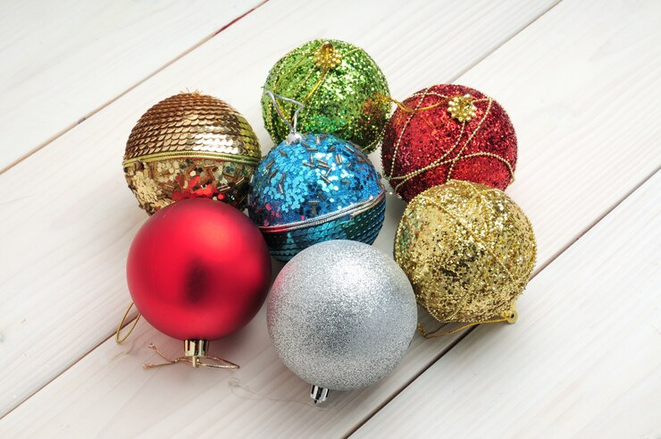 Foto globos decorativos navideños