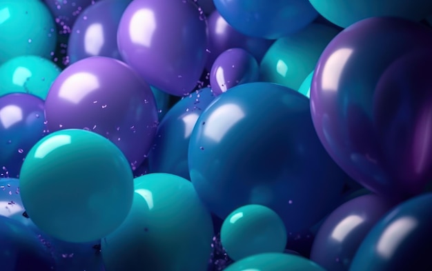 Globos de fiesta coloridos en azul violeta y turquesa Fondo de pantalla colorido