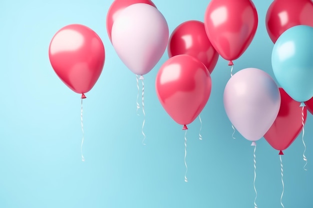 globos flotando sobre un fondo azul con estrellas